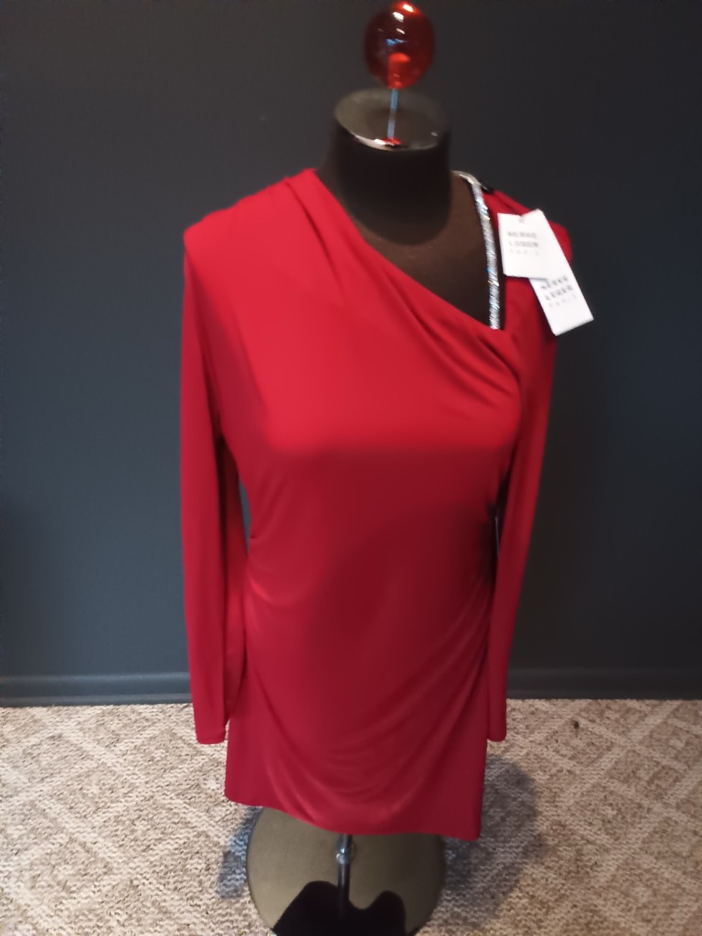 Herve Leger Crystal-Embellished Asymmetric Dress